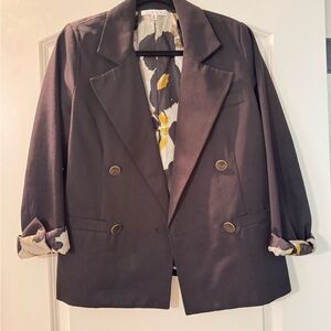 CAbi Black and Gold Blazer with Classic Lapels